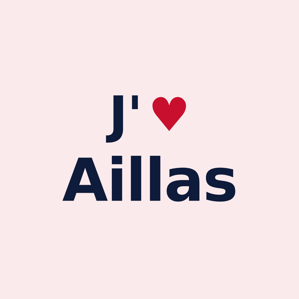 Magnet personnalisé Aillas — design « J'aime Aillas » imprimé sur le magnet