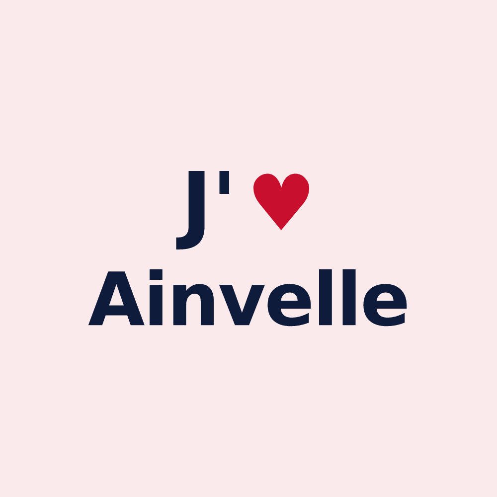 Magnet personnalisé Ainvelle — design J'aime Ainvelle