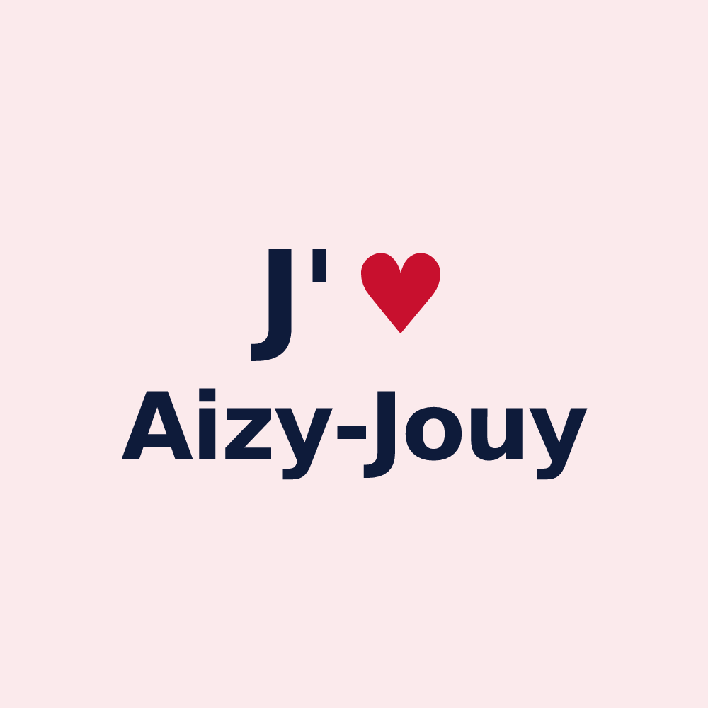 Magnet personnalisé Aizy-Jouy — design « J'aime Aizy-Jouy » imprimé sur le magnet