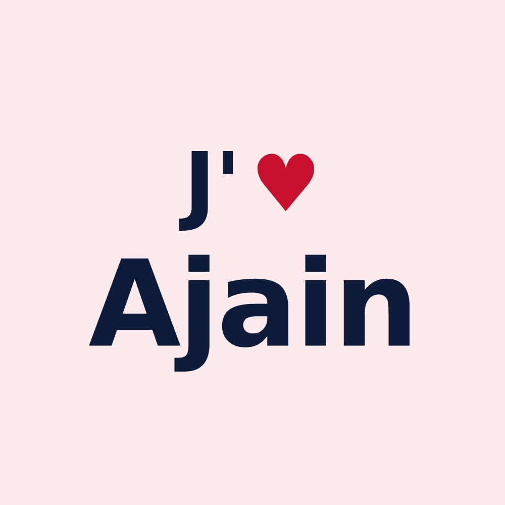 Magnet personnalisé Ajain — design « J'aime Ajain » imprimé sur le magnet