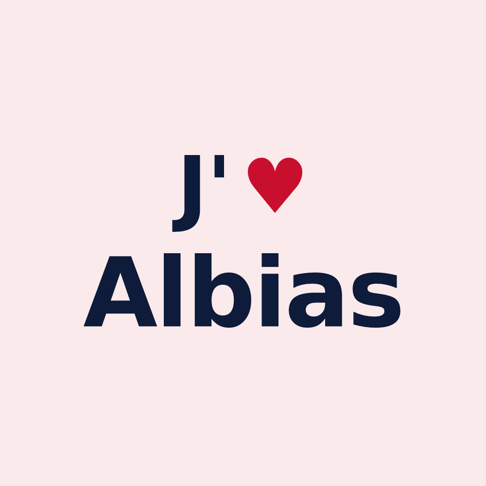 Magnet personnalisé Albias — design « J'aime Albias » imprimé sur le magnet