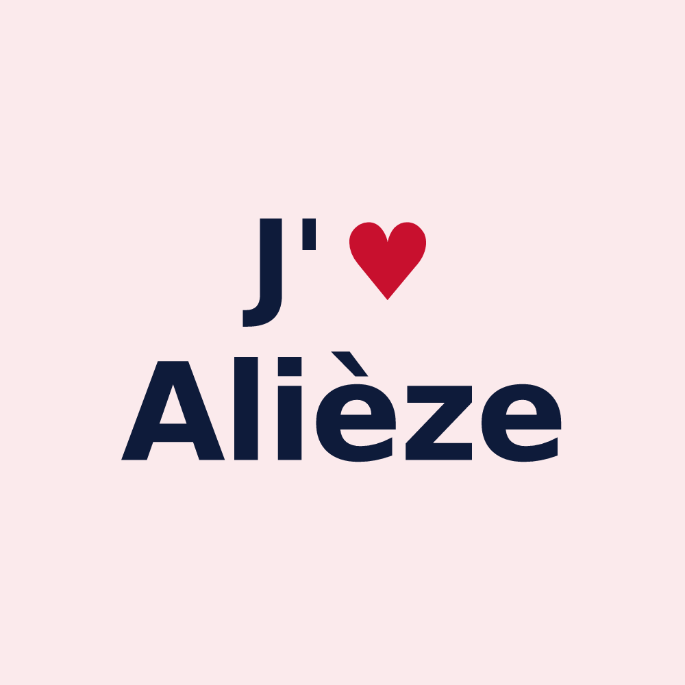 Magnet personnalisé Alièze — design « J'aime Alièze » imprimé sur le magnet