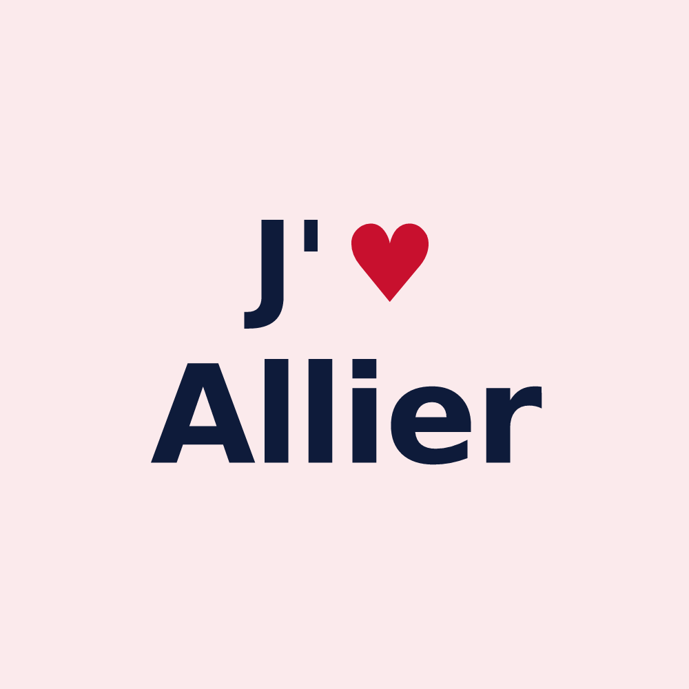 Magnet personnalisé Allier — design « J'aime Allier » imprimé sur le magnet