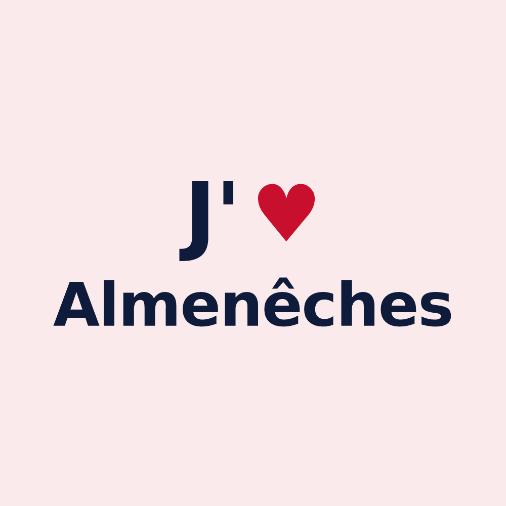 Magnet personnalisé Almenêches — design « J'aime Almenêches » imprimé sur le magnet