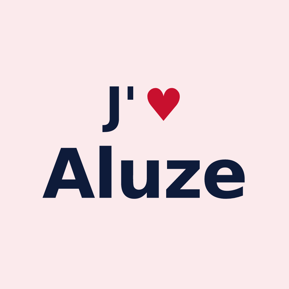 Magnet personnalisé Aluze — design « J'aime Aluze » imprimé sur le magnet