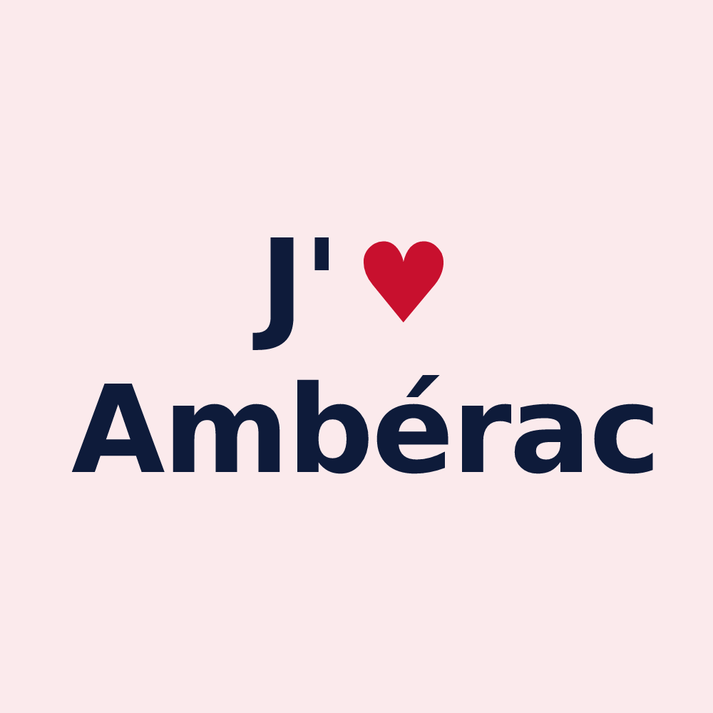 Magnet personnalisé Ambérac — design « J'aime Ambérac » imprimé sur le magnet