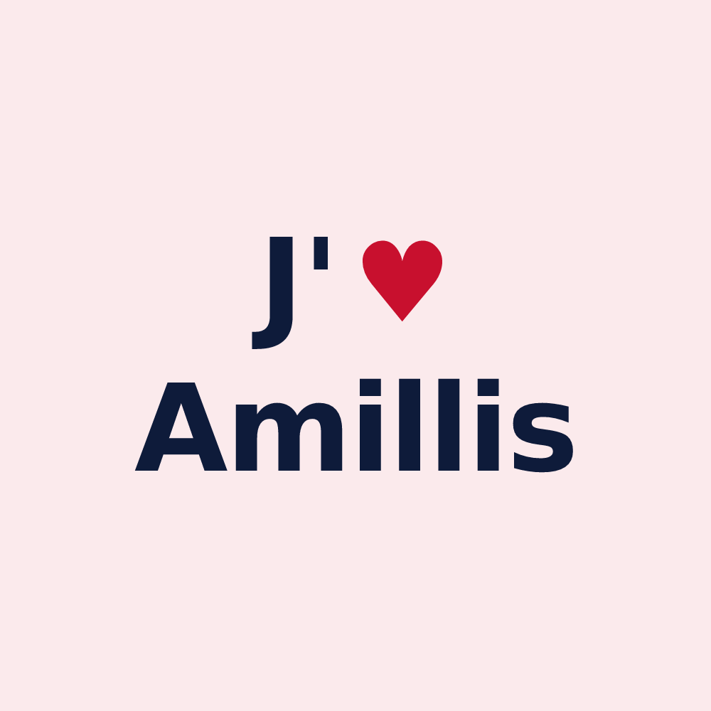 Magnet personnalisé Amillis — design « J'aime Amillis » imprimé sur le magnet
