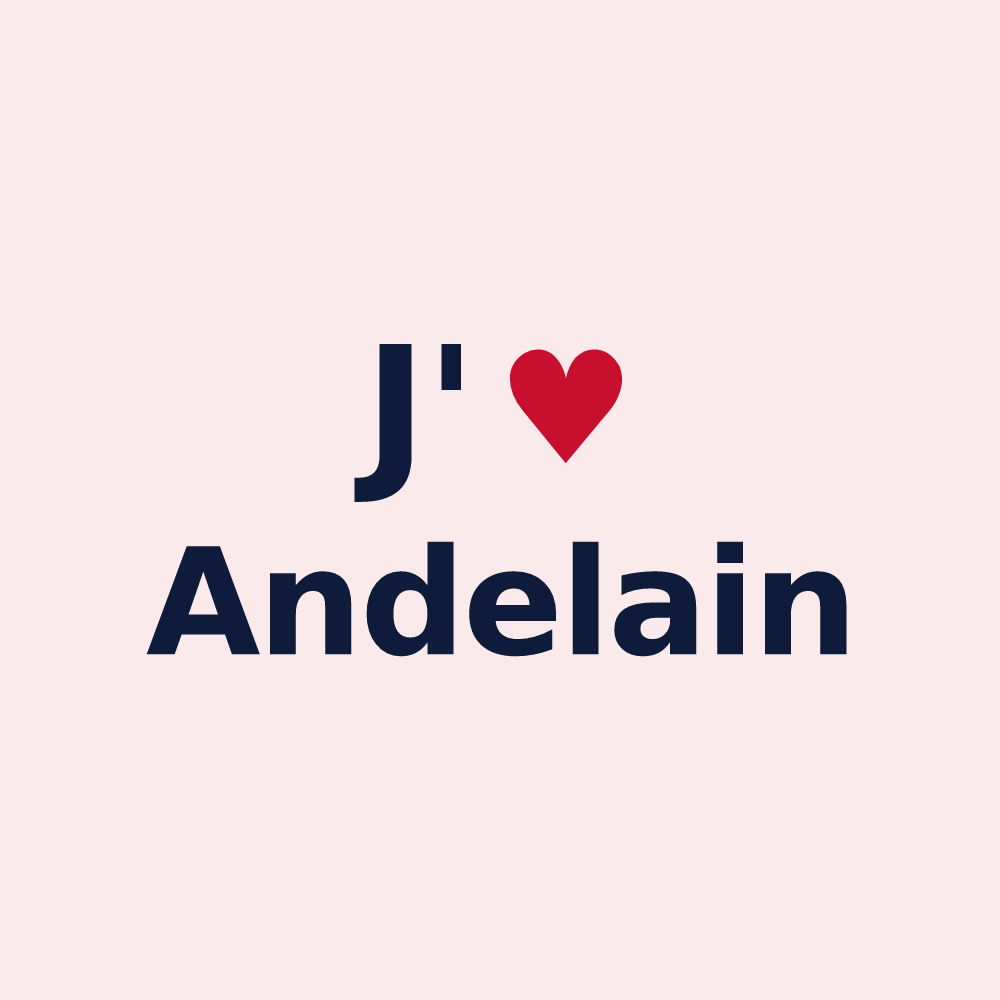 Magnet personnalisé Andelain — design « J'aime Andelain » imprimé sur le magnet