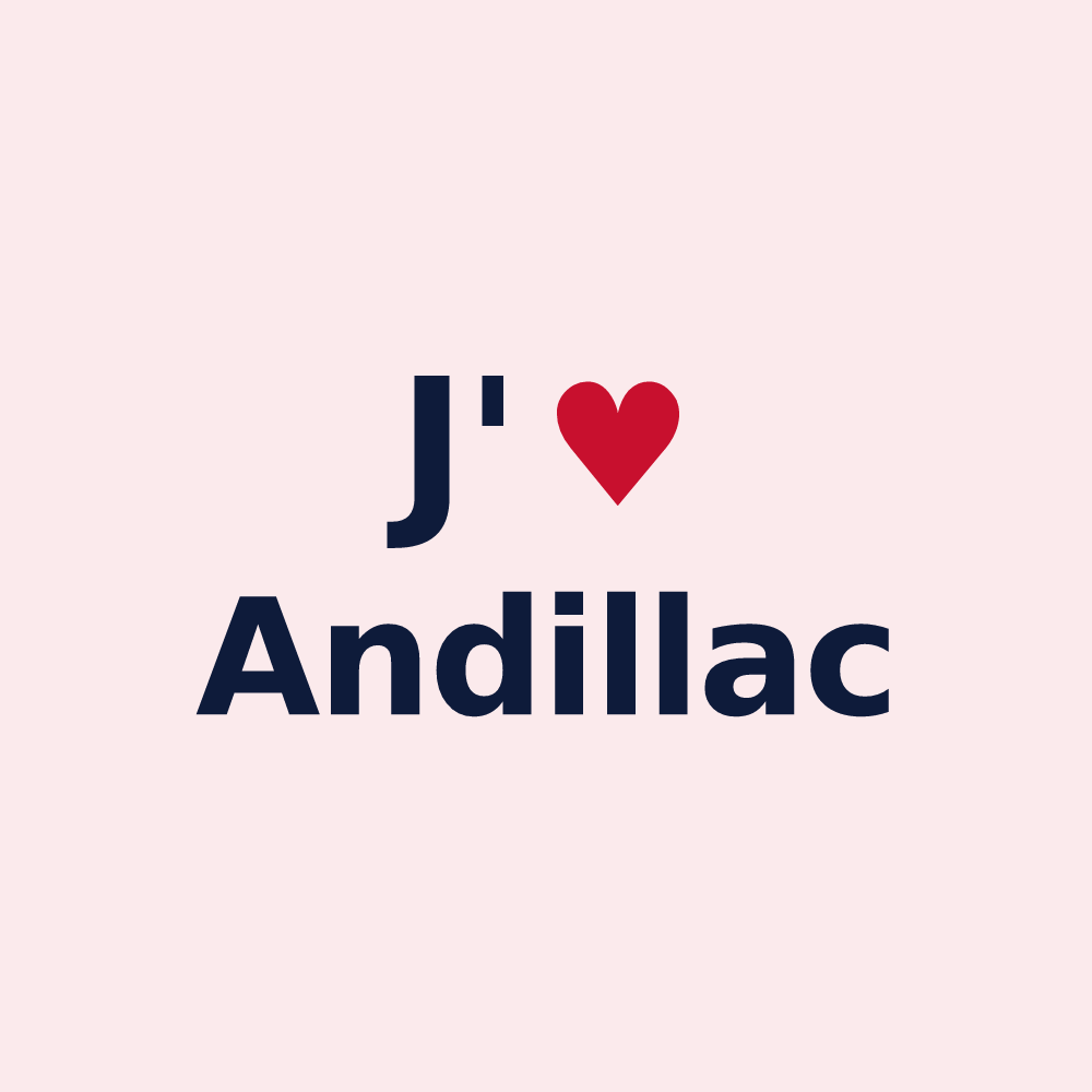 Magnet personnalisé Andillac — design J'aime Andillac