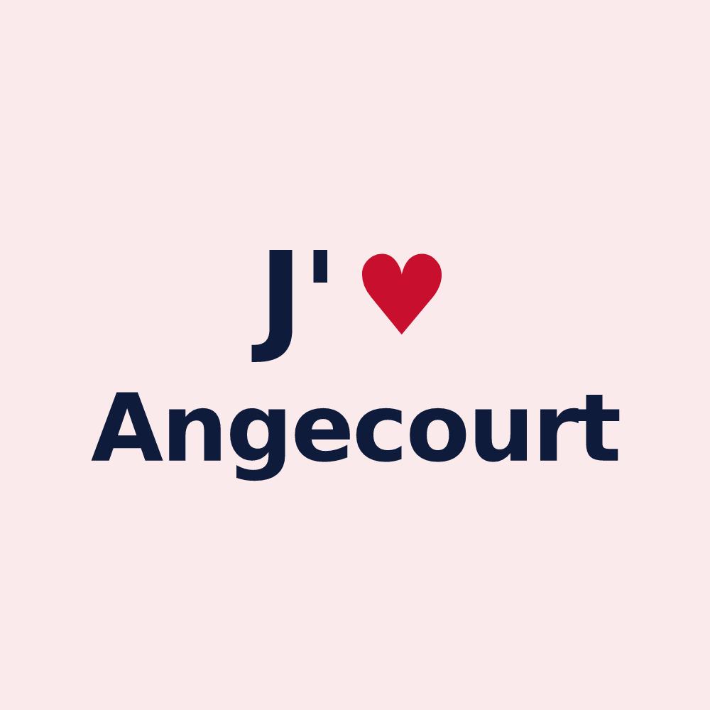 Magnet personnalisé Angecourt — design « J'aime Angecourt » imprimé sur le magnet