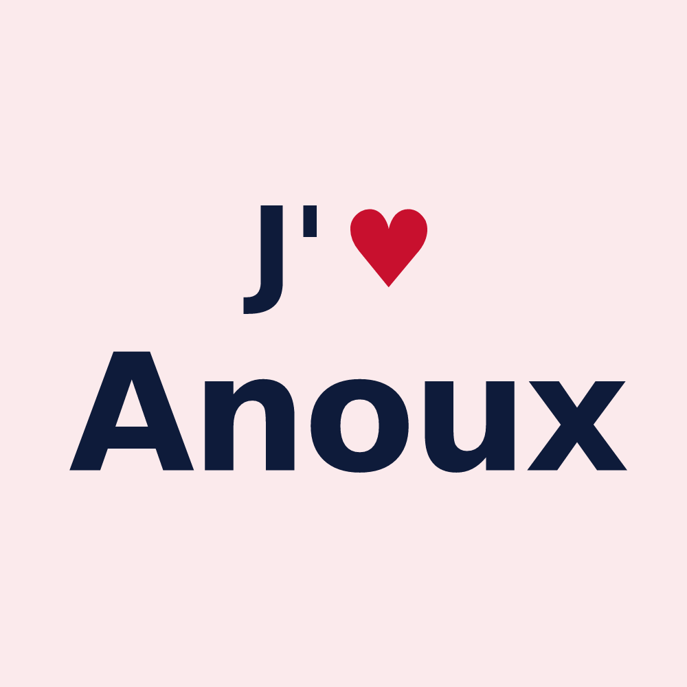 Magnet personnalisé Anoux — design « J'aime Anoux » imprimé sur le magnet