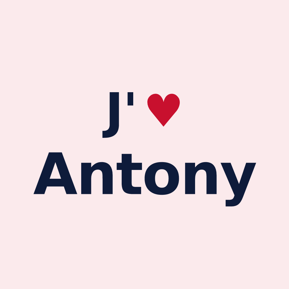 Magnet personnalisé Antony — design « J'aime Antony » imprimé sur le magnet