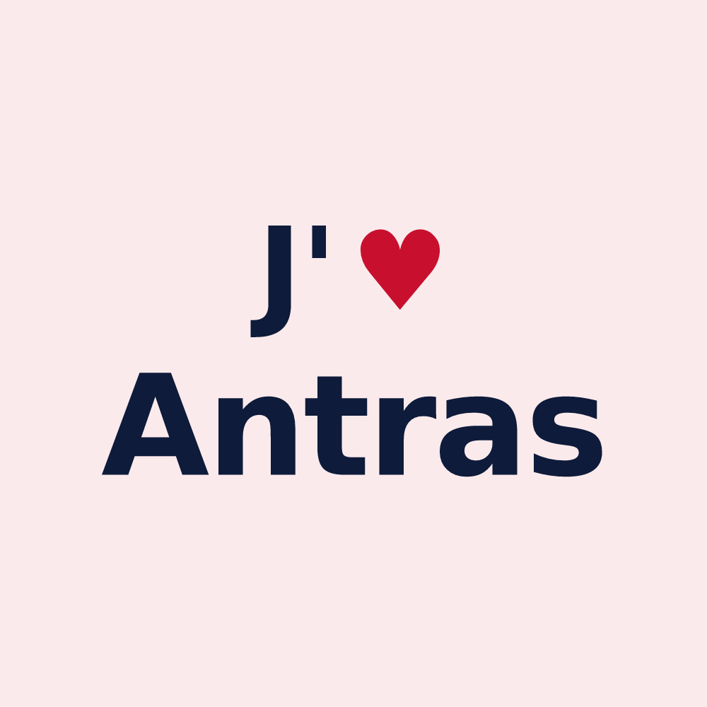 Magnet personnalisé Antras — design J'aime Antras