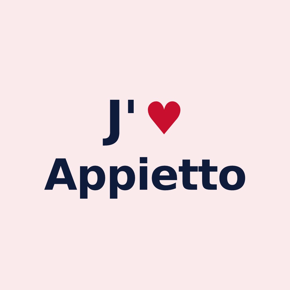 Magnet personnalisé Appietto — design « J'aime Appietto » imprimé sur le magnet