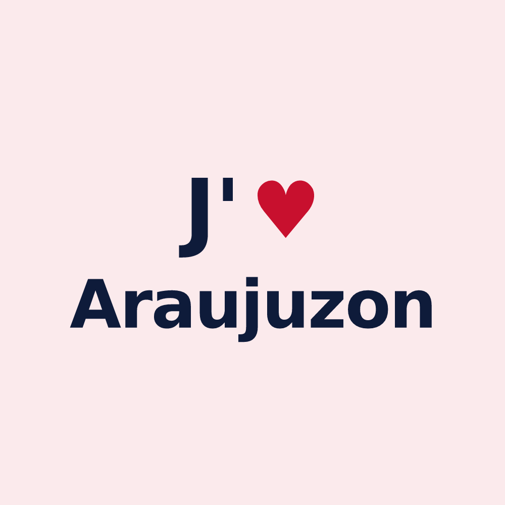 Magnet personnalisé Araujuzon — design « J'aime Araujuzon » imprimé sur le magnet