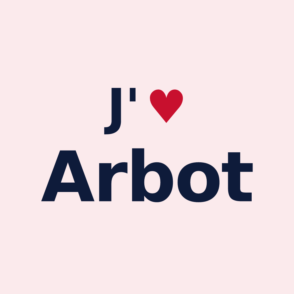 Magnet personnalisé Arbot — design « J'aime Arbot » imprimé sur le magnet
