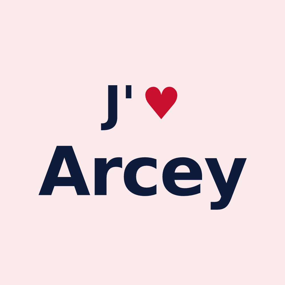 Magnet personnalisé Arcey — design « J'aime Arcey » imprimé sur le magnet