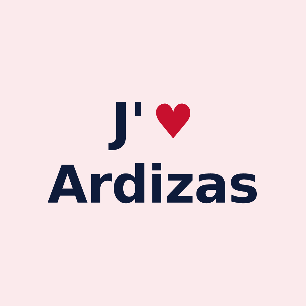 Magnet personnalisé Ardizas — design « J'aime Ardizas » imprimé sur le magnet