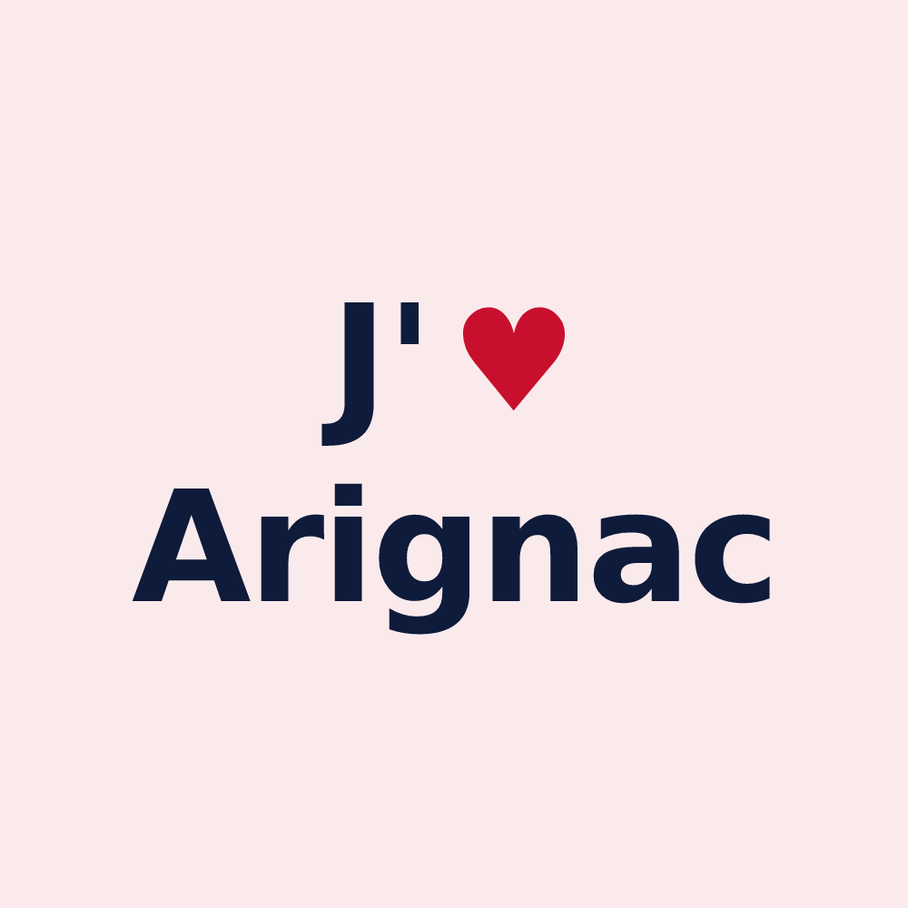 Magnet personnalisé Arignac — design « J'aime Arignac » imprimé sur le magnet