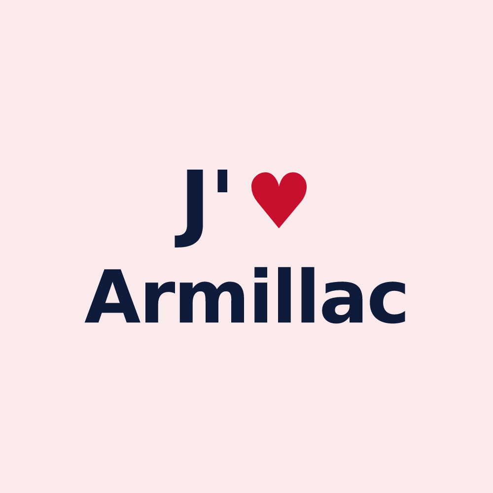 Magnet personnalisé Armillac — design J'aime Armillac