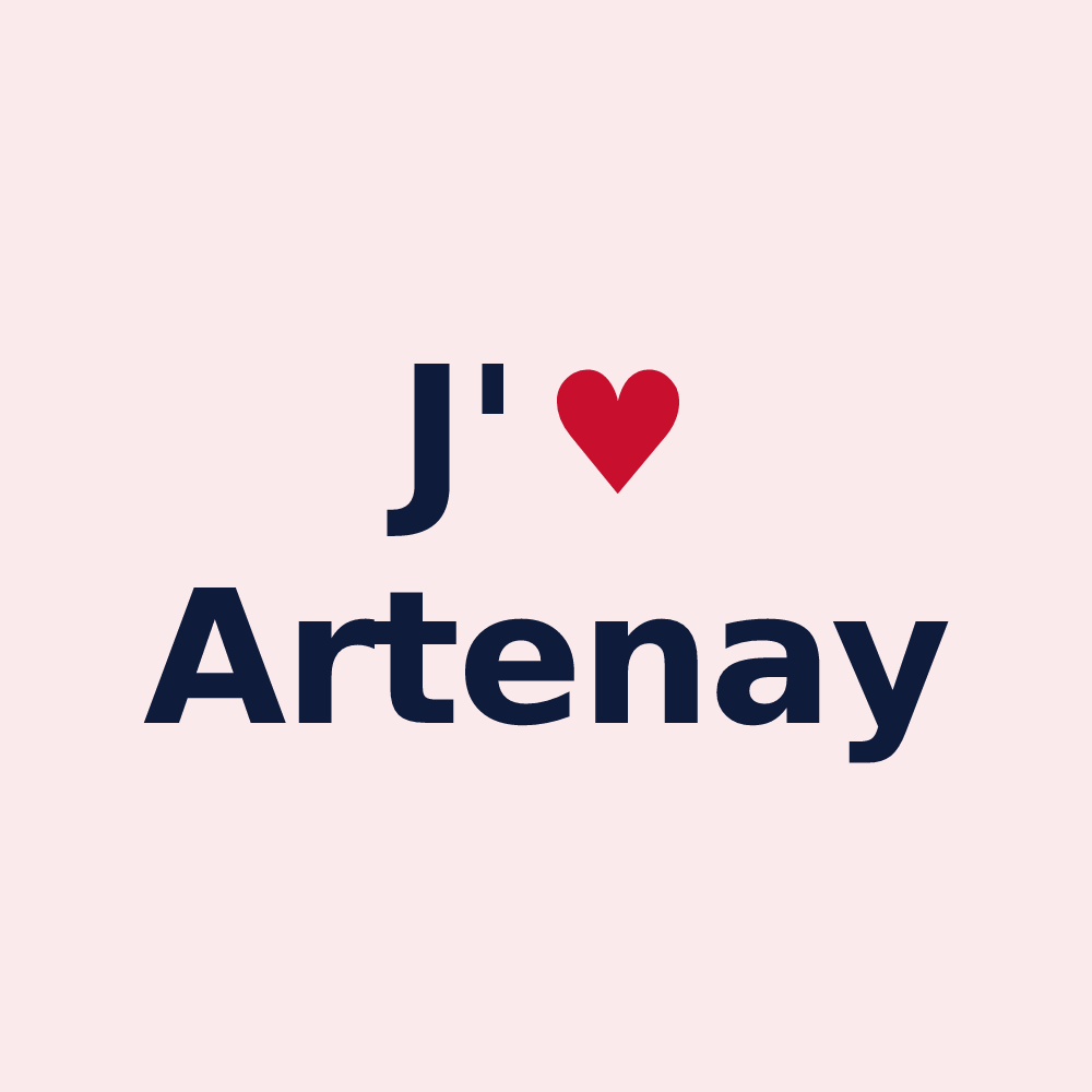 Magnet personnalisé Artenay — design J'aime Artenay