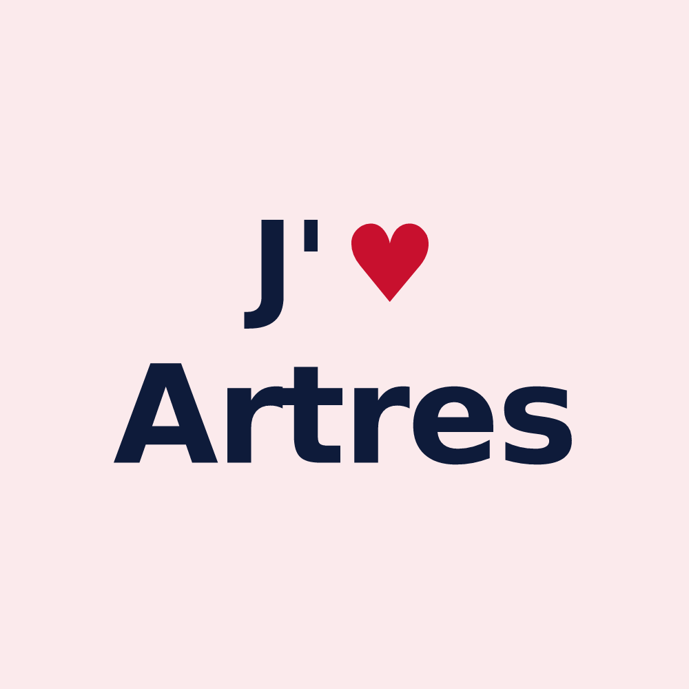 Magnet personnalisé Artres — design « J'aime Artres » imprimé sur le magnet