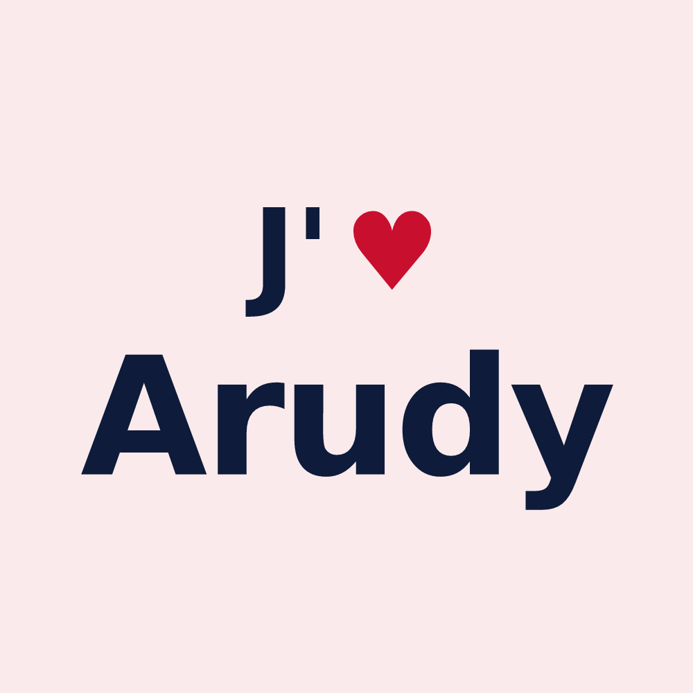 Magnet personnalisé Arudy — design « J'aime Arudy » imprimé sur le magnet