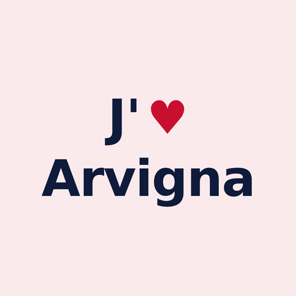 Magnet personnalisé Arvigna — design « J'aime Arvigna » imprimé sur le magnet