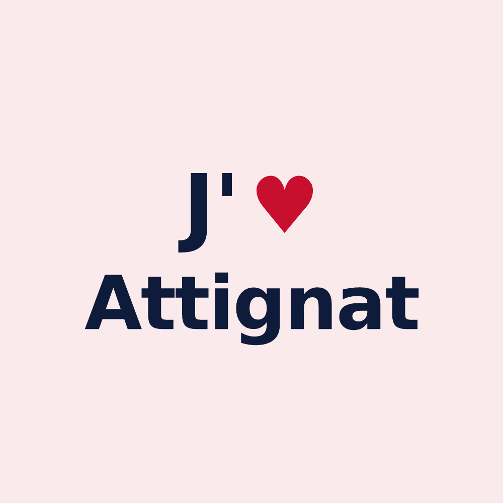 Magnet personnalisé Attignat — design J'aime Attignat