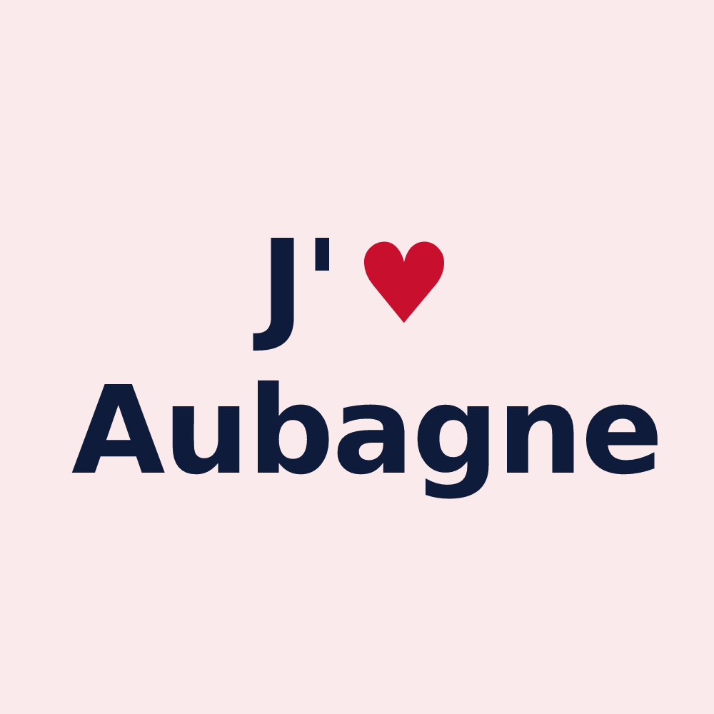 Magnet personnalisé Aubagne — design « J'aime Aubagne » imprimé sur le magnet