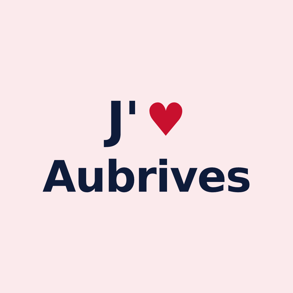 Magnet personnalisé Aubrives — design J'aime Aubrives
