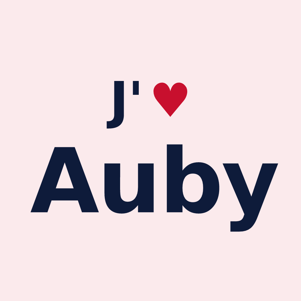 Magnet personnalisé Auby — design « J'aime Auby » imprimé sur le magnet