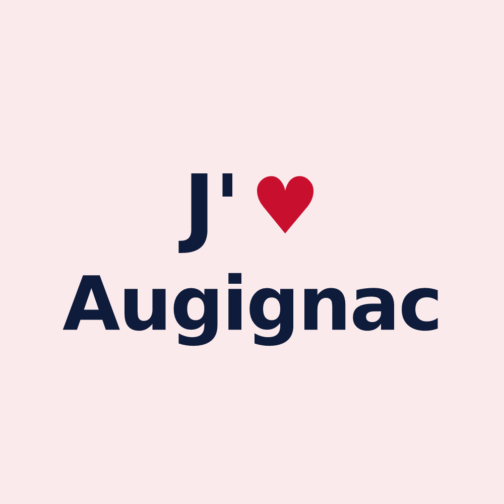 Magnet personnalisé Augignac — design « J'aime Augignac » imprimé sur le magnet