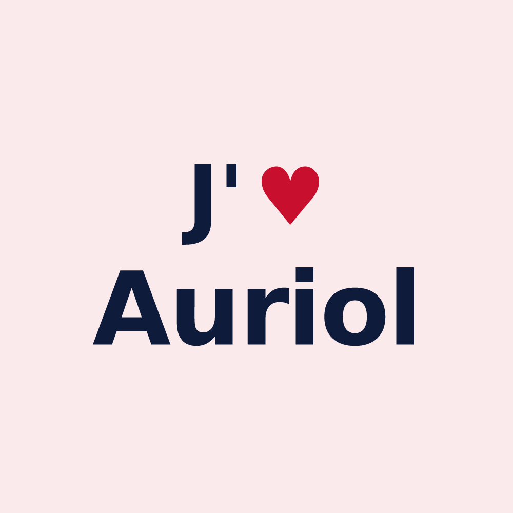 Magnet personnalisé Auriol — design « J'aime Auriol » imprimé sur le magnet