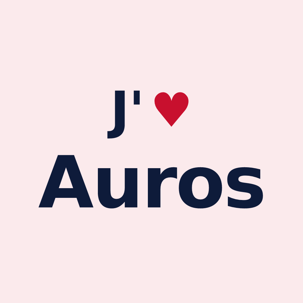 Magnet personnalisé Auros — design « J'aime Auros » imprimé sur le magnet