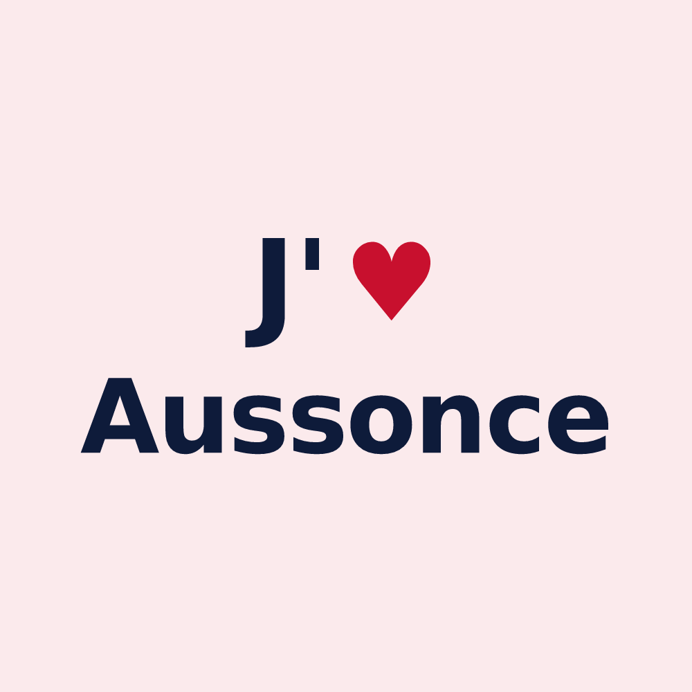 Magnet personnalisé Aussonce — design J'aime Aussonce