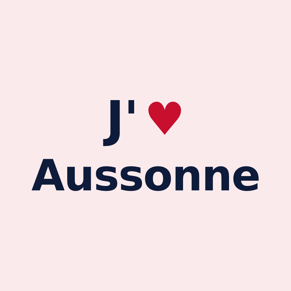 Magnet personnalisé Aussonne — design « J'aime Aussonne » imprimé sur le magnet