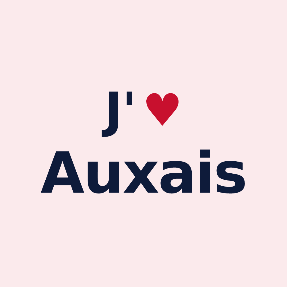 Magnet personnalisé Auxais — design J'aime Auxais