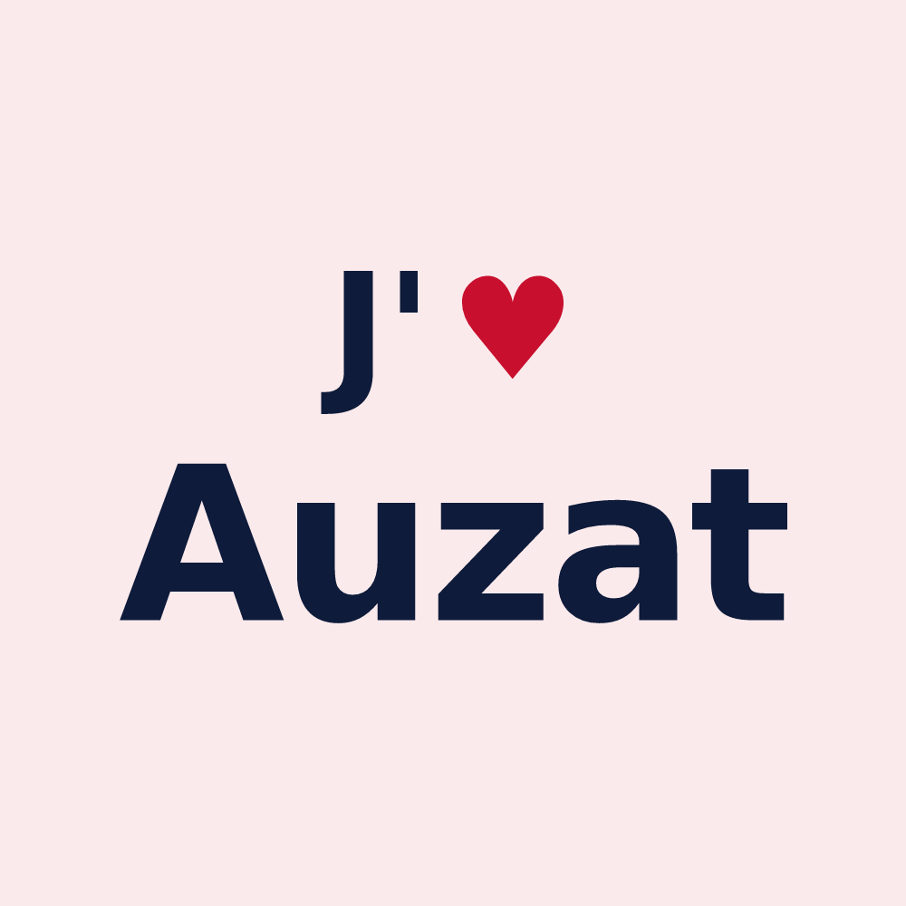 Magnet personnalisé Auzat — design « J'aime Auzat » imprimé sur le magnet
