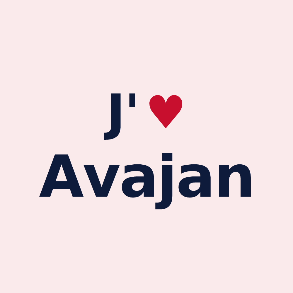 Magnet personnalisé Avajan — design « J'aime Avajan » imprimé sur le magnet