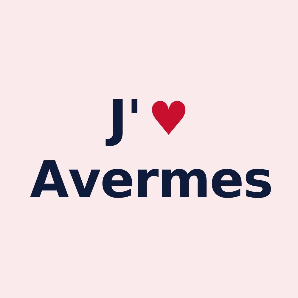 Magnet personnalisé Avermes — design « J'aime Avermes » imprimé sur le magnet