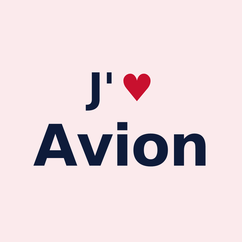 Magnet personnalisé Avion — design « J'aime Avion » imprimé sur le magnet