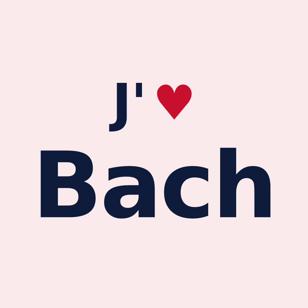 Magnet personnalisé Bach — design « J'aime Bach » imprimé sur le magnet