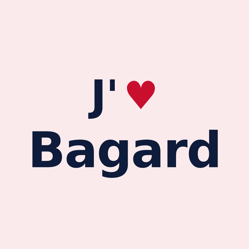 Magnet personnalisé Bagard — design « J'aime Bagard » imprimé sur le magnet