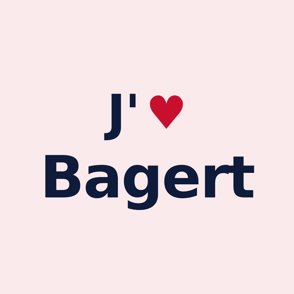 Magnet personnalisé Bagert — design « J'aime Bagert » imprimé sur le magnet