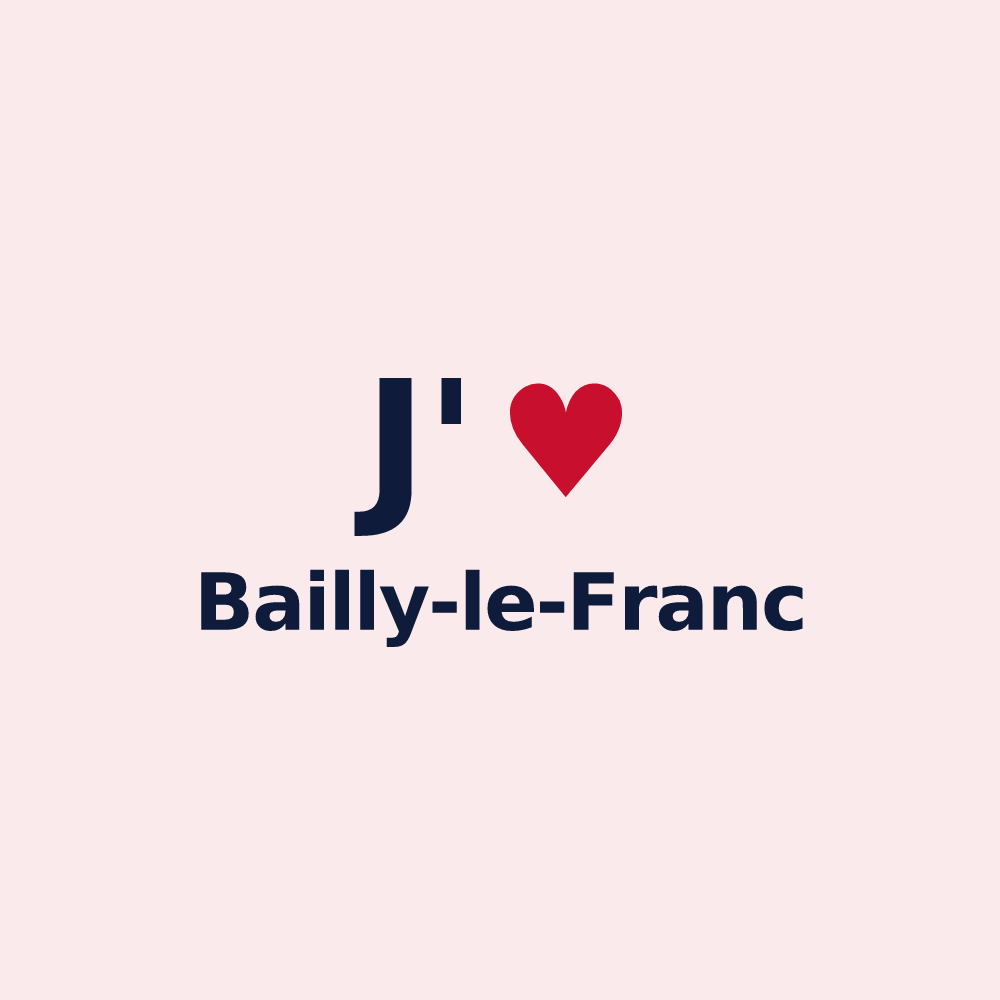 Magnet personnalisé Bailly-le-Franc — design « J'aime Bailly-le-Franc » imprimé sur le magnet