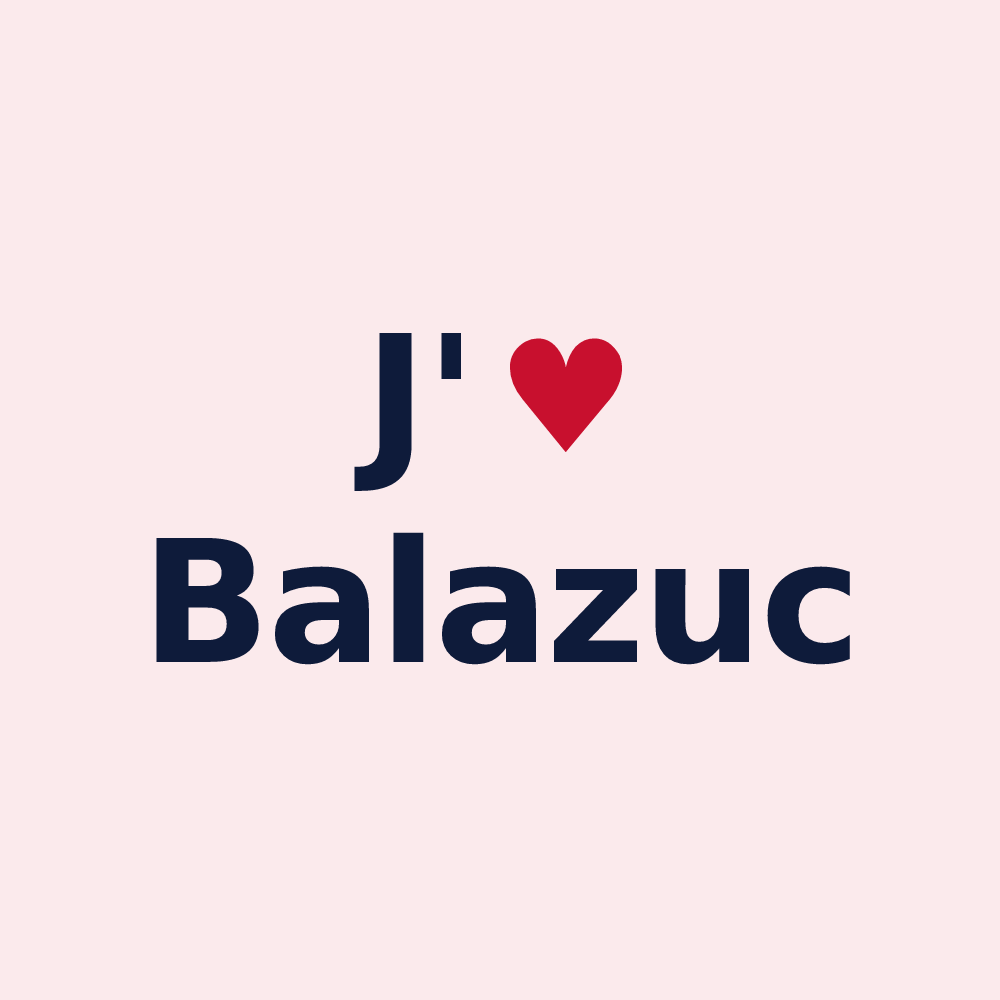 Magnet personnalisé Balazuc — design « J'aime Balazuc » imprimé sur le magnet