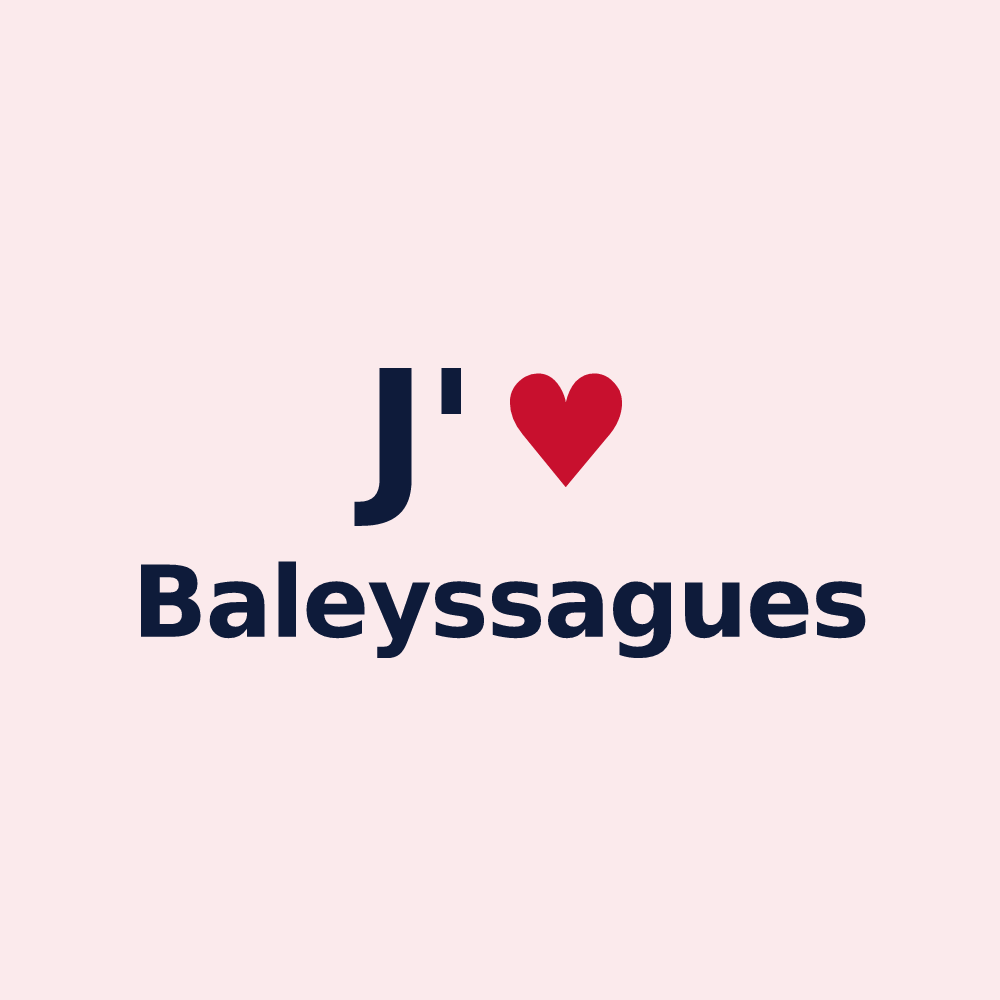 Magnet personnalisé Baleyssagues — design « J'aime Baleyssagues » imprimé sur le magnet