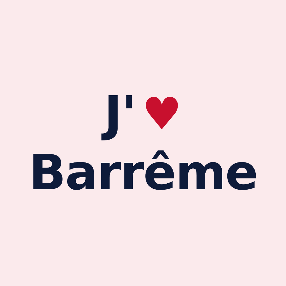 Magnet personnalisé Barrême — design J'aime Barrême