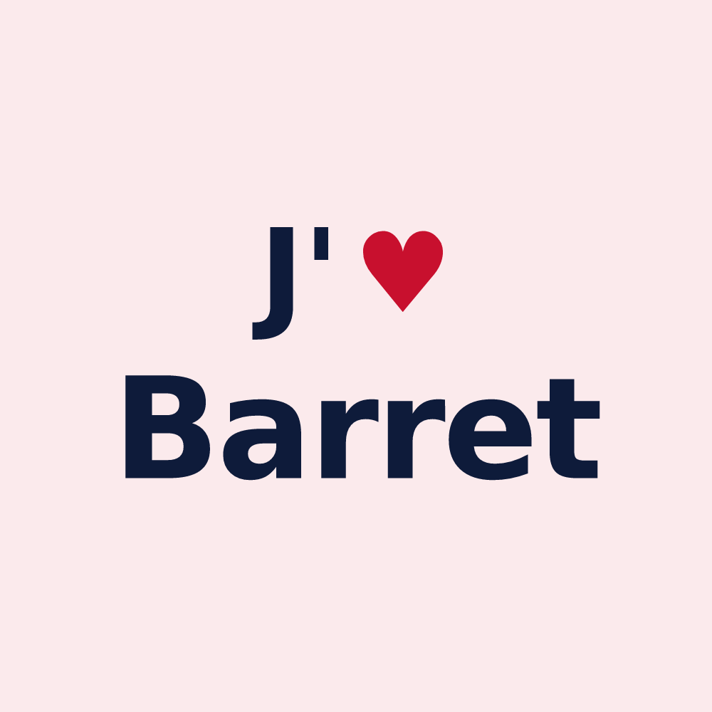 Magnet personnalisé Barret — design « J'aime Barret » imprimé sur le magnet